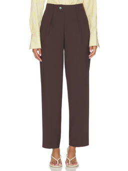 CLOSED - Mawson Women's Mid-Waist Stretch Twill Straight Trousers Brown