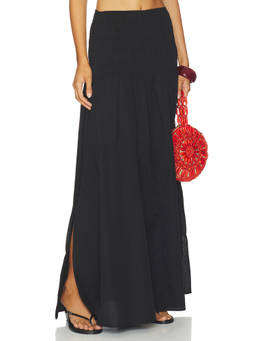 CLOSED - Organic Cotton Women's Shirred Waist Maxi Skirt Black