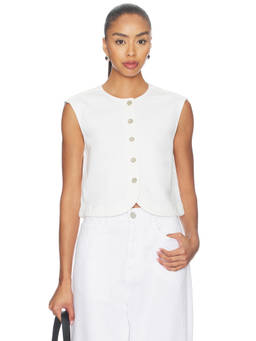 CLOSED - Denim Women's Sleeveless Button-Down Vest Top White