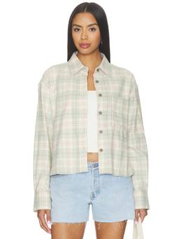 CLOSED - Cropped Women's Oversized Button-Down Shirt Cypress Green