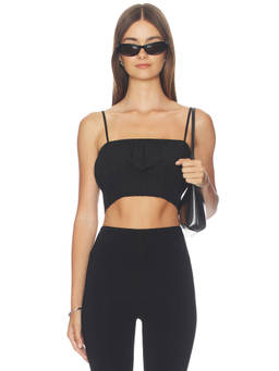 CLOSED - Organic Cotton Women's Gathered Strap Crop Top Black