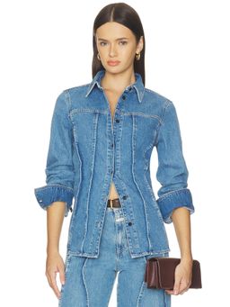 CLOSED - Organic Seaming Women's Seamed Button-Up Shirt Blue