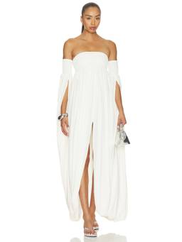 Coperni - All in One Women's Smocked Off-Shoulder Maxi Dress White