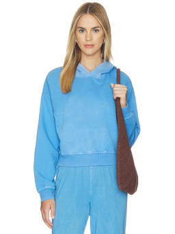 COTTON CITIZEN - Roma Women's Lightweight French Terry Pullover Hoodie Blue
