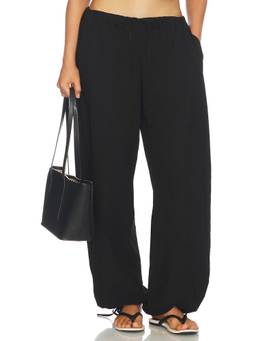 COTTON CITIZEN - Santorini Women's Drawstring Wide-Leg Palazzo Pants Black