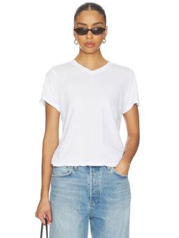 COTTON CITIZEN - Supima Cotton Women's Lightweight Jersey V-Neck T-Shirt White