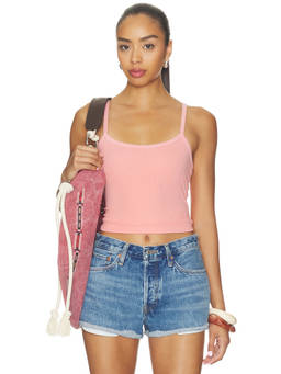 COTTON CITIZEN - Verona Women's Ribbed Spaghetti Strap Tank Top Coral