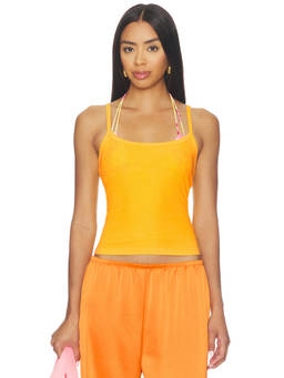 COTTON CITIZEN - Verona Women's Ribbed Spaghetti Strap Tank Top Orange