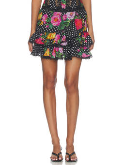 Charo Ruiz Ibiza - Marita Women's Floral Ruffled Mini Skirt Black
