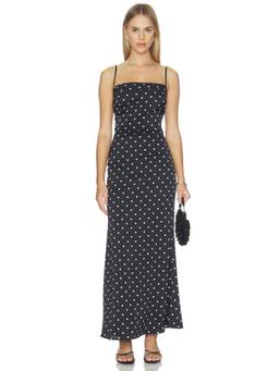 Curaae by Elliatt - Celine Women's Polka Dot Cinched Waist Maxi Dress Black