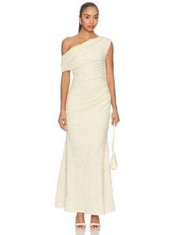 Curaae by Elliatt - Fay Women's One Shoulder Textured Maxi Dress Vanilla
