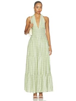 Curaae by Elliatt - Leora Women's Halter Neck Smocked Maxi Dress Sage