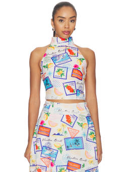 Curaae by Elliatt - Naelle Women's Printed Halter Neck Crop Top Multi-Color