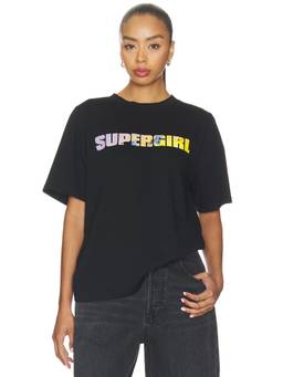 David Koma - Supergirl Print Women's Graphic Crew Neck T-Shirt Black