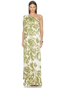 DIARRABLU - Sustainable Women's One-Shoulder Draped Maxi Dress Olive