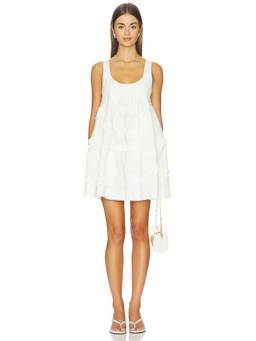 Damson Madder - Stella Women's Ruffled Textured Poplin Mini Dress White