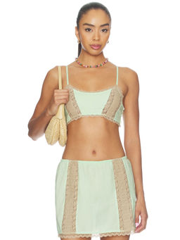 Damson Madder - Addison Lace Women's Sleeveless Shoulder Straps Crop Top Mint