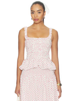 Damson Madder - Raphi Women's Smocked Polka Dot Cami Top Off White