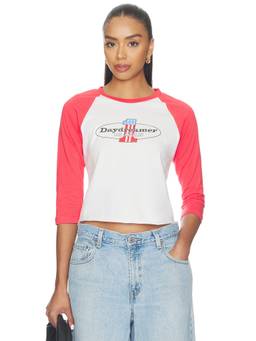 DAYDREAMER - Number One Women's Graphic Raglan Crew Neck T-Shirt Coral