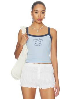 DAYDREAMER - Siren Song Women's Graphic Pointelle Tank Top Blue