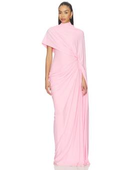 Deme by Gabriella - Daphne Women's Draped Cowl Neck Maxi Dress Pink