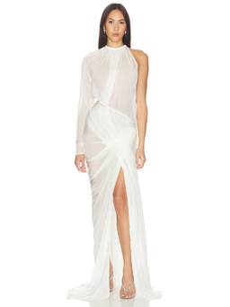 Deme by Gabriella - Spirit Women's One-Shoulder Ruched Maxi Dress White