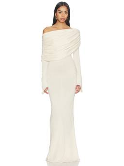 Deme by Gabriella - Bonnie Women's Off-Shoulder Ruched Maxi Dress Off White