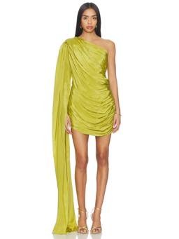 Deme by Gabriella - Anna Women's One Shoulder Ruched Mini Dress Olive