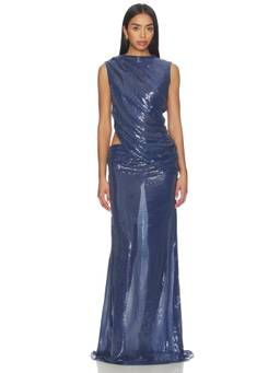 Deme by Gabriella - Spencer Women's Sequin Cut-Out Maxi Dress Cobalt Blue