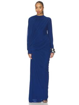 Deme by Gabriella - Suzie Women's Draped Shawl Detail Maxi Dress Blue