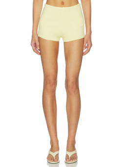 Deme by Gabriella - Saki Women's Mid-Waist Knit Shorts Lemon Yellow