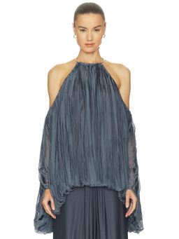Deme by Gabriella - Ash Women's Pleated Halter Neck Top Light Ash Grey