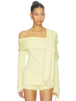 Deme by Gabriella - Saki Women's Off Shoulder Scarf Detail Top Yellow