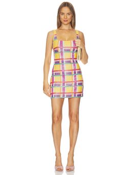 Oceanus - Candy-stripe Women Sequin Square Neck Bodycon Mini Dress Multi-Color