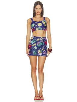 Oceanus - X Disney Women's Bead Embellished Skirt Set Seabreeze Blue