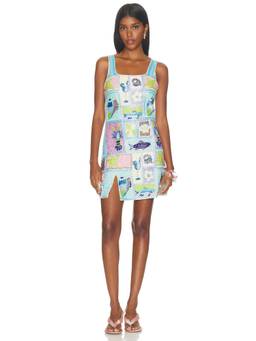 Oceanus - Dreamscape Women's Sequined Square Neck Mini Dress Blue