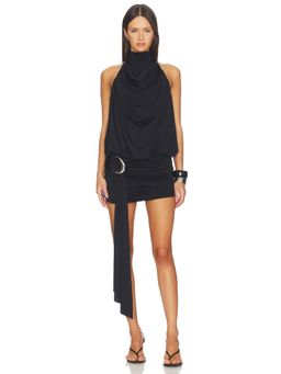 DE LA VALI - Vida Women's Halter Neck Sash Detail Mini Dress Black