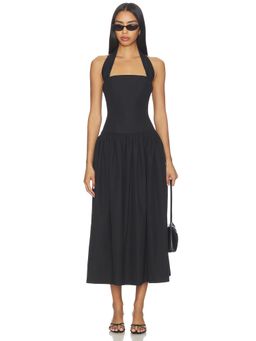 DELFI - Women's Halter Neck Fitted Midi Dress Black