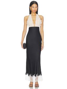 DELFI - Zuri Women's Lace Halter Neck Maxi Dress Black