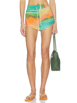 Donde Esteban - Formentera Women's Lightweight Drawstring Mini Swim Shorts Multi-Color