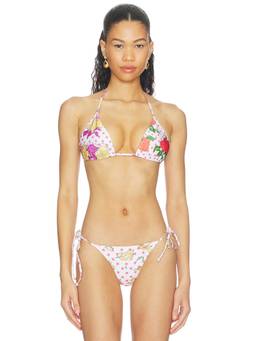 Donde Esteban - Pajaritos Y Rosas Women's Unpadded Tie-Up Bikini Top Multi-Color