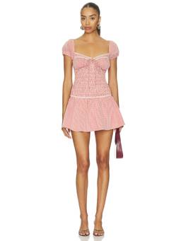 GUIZIO - Formentera Women's Ruched Open Back Mini Dress Red
