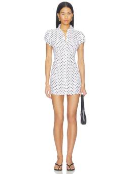 GUIZIO - Liana Women's Polka Dot Button-Front Shirt Mini Dress White