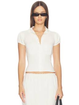 GUIZIO - Liana Knit Women's Tapered Waist Button-Front Blouse Ivory
