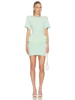 Dodiee - Women's Ruffled Peplum Bodycon Mini Dress Misty Jade