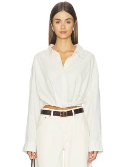 Denimist - Twisted Front Women's Pinstripe Button-Up Shirt Off White