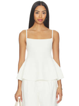 DL1961 - Peplum Women's Sleeveless Ribbed Tank Top White