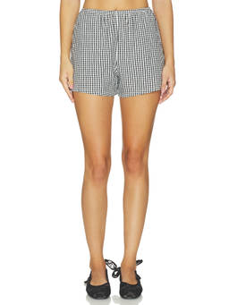 DONNI. - REVOLVE Women's Pull-On Gingham Seersucker Shorts Black