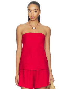 DONNI. - Linen Women's Strapless Tube Top Red