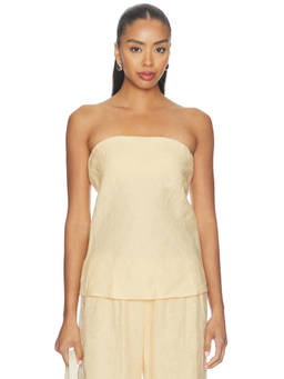 DONNI. - Linen Women's Strapless Pull-On Tube Top Butter
